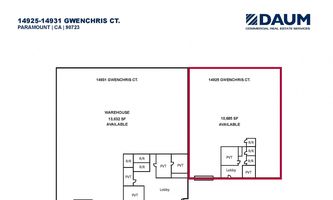 Warehouse Space for Rent located at 14925 Gwenchris Ct Paramount, CA 90723