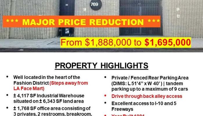 Warehouse Space for Sale at 769 E 14th Pl Los Angeles, CA 90021 - #1